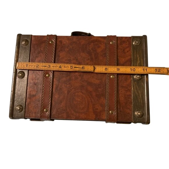 Antique Style Wood Suit Brief Case Box Decor - Picture 8 of 10